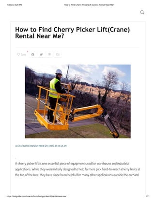 How to Find Cherry Picker Lift(Crane) Rental Near Me?