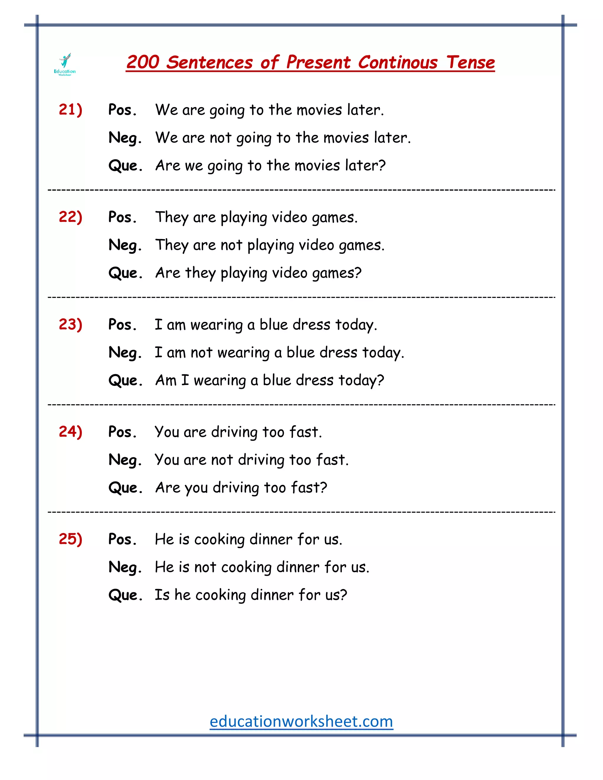 Present Continuous Tense In English Archives English