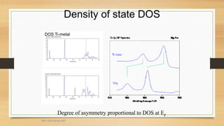 Density of state DOS
DOS Ti-metal
Degree of asymmetry proportional to DOS at EF
MEF 3100 Spring 2007
 