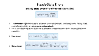 Steady state error control systems elect | PDF