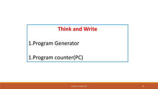 Think and Write
1.Program Generator
1.Program counter(PC)
SWAPNALI R.PAWAR~(RIT) 26
 