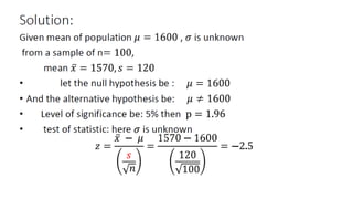 4.1 hypothesis intro, left,right and two tail test