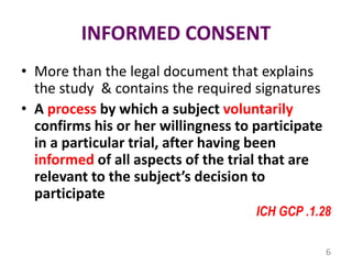 GCP Lecture The Informed Consent Process | PPTX