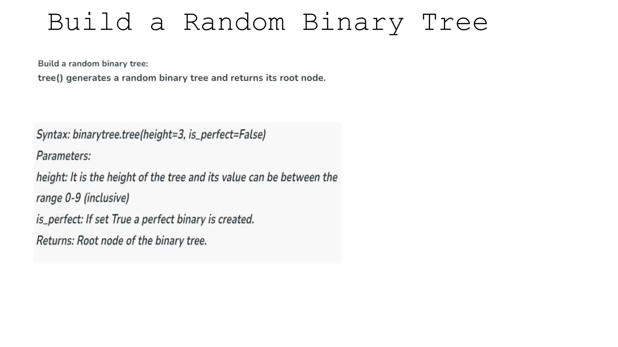 Build a Random Binary Tree 