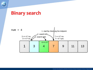 Content developed by Dartford Grammar School Computer Science Department
Binary search
 
