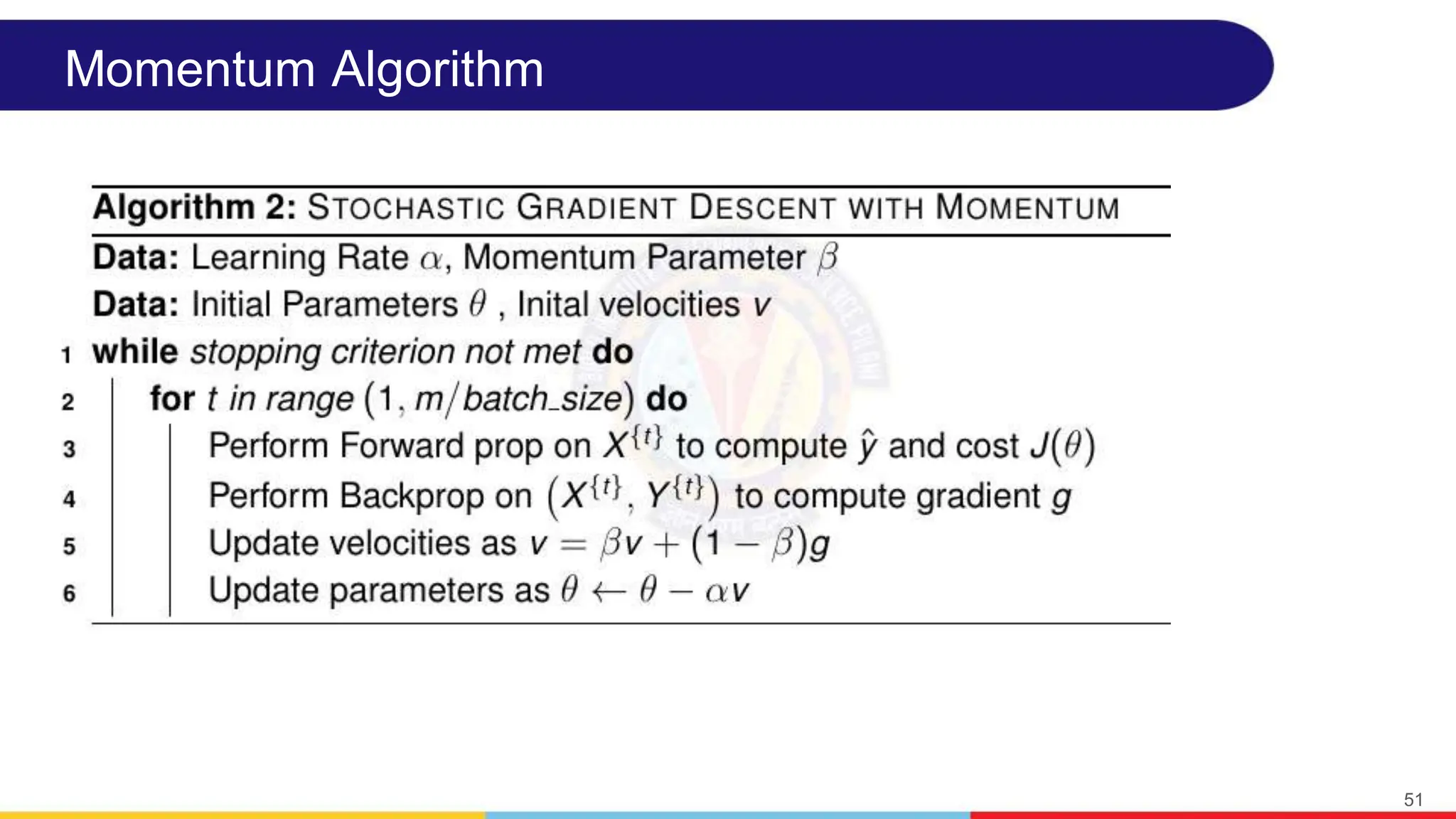 Momentum Algorithm
51
 
