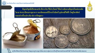 สถาบันส่งเสริมการสอนวิทยาศาสตร์และเทคโนโลยี
ครูวิชัยลิขิตพรรักษ์ ตำแหน่งครู วิทยฐำนะครูชำนำญกำรพิเศษ(คศ.3)กลุ่มสำระกำรเรียนรู้วิทยำศำสตร์และเทคโนโลยี โรงเรียนวัดรำชบพิธ สพม.กท.1
ดีบุกบริสุทธิ์เป็นของแข็ง สีขำวเงิน ใช้ประโยชน์ ได้แก่ เหล็กอำบดีบุกหรือแผ่นเหล็ก
วิลำส ทำกระป
๋ องบรรจุอำหำร นม ผักและผลไม้ ตะกั่วบัดกรี อุปกรณ์ไฟฟ้ำ วิทยุโทรทัศน์
รถยนต์ เครื่องประดับ เช่น เหรียญตรำ
 