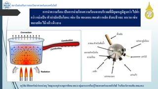 สถาบันส่งเสริมการสอนวิทยาศาสตร์และเทคโนโลยี
ครูวิชัยลิขิตพรรักษ์ ตำแหน่งครู วิทยฐำนะครูชำนำญกำรพิเศษ(คศ.3)กลุ่มสำระกำรเรียนรู้วิทยำศำสตร์และเทคโนโลยี โรงเรียนวัดรำชบพิธ สพม.กท.1
กำรนำควำมร้อน เป็นกำรถ่ำยโอนควำมร้อนจำกบริเวณที่มีอุณหภูมิสูงกว่ำ ไปต่ำ
กว่ำ แบ่งเป็น ตัวนำมักเป็นโลหะ เช่น เงิน ทองแดง ทองคำ เหล็ก สังกะสี และ ฉนวน เช่น
พลำสติก ไม้ แก้ว ผ้ำ ยำง
 
