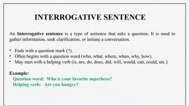 Sentence with it's types & formulas : Grammar | PPT