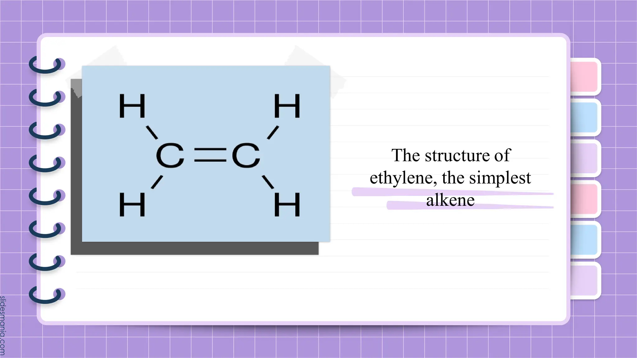 The structure of
ethylene, the simplest
alkene
 