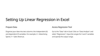Linear Regression Analysis with Excel spreadsheets | PPTX