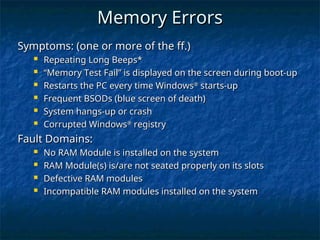 Computer Memory Related Problems 4. Basic-PC-Troubleshooting in Computer Systems Servicing.ppt