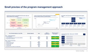 9
Domont Consulting
Small preview of the program management approach
 