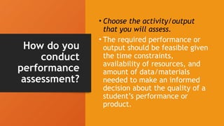 Performance based Assessment subject in Assessment in Learning 2 | PPTX