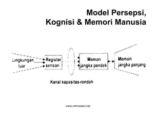 www.rahmadani.net
Model Persepsi,
Kognisi & Memori Manusia
 