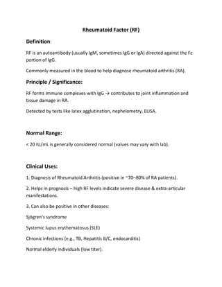 4. Rheumatoid Factor (RA) microbiology notes | PDF