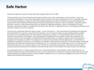 Safe Harbor
Safe harbor statement under the Private Securities Litigation Reform Act of 1995:
This presentation may contai...