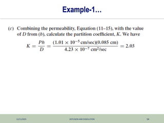 12/11/2025 DIFFUSION AND DISSOLUTION 54
Example-1…
 