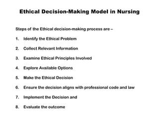 Ethical - Legal decision making and Safe Nursing Practices | PPTX