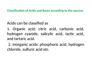 Acid Classification Acids and Bases ........................ | PPTX