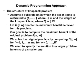 0-1 Knapsack dynamic programming presentation | PPTX