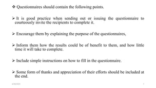 Questionnaires With Rationale Comprehensive Guide to Questionnaires and Focus Group Discussions in ...