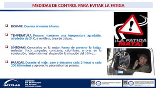 Medidas de Control para Fatiga y Somnolencia en el Trabajo y Conducción ...