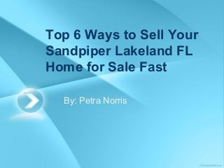 Top 6 Ways to Sell Your
Sandpiper Lakeland FL
Home for Sale Fast
By: Petra Norris
 