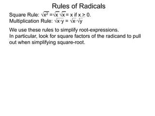 Square Function Rules 4 2 rules of radicals | PPTX