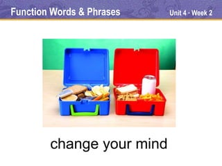 Function Words & Phrases   Unit 4 Week 2
                                ●




        change your mind
 