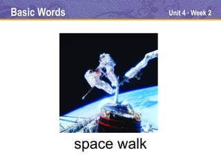 Basic Words                Unit 4 Week 2
                                ●




              space walk
 