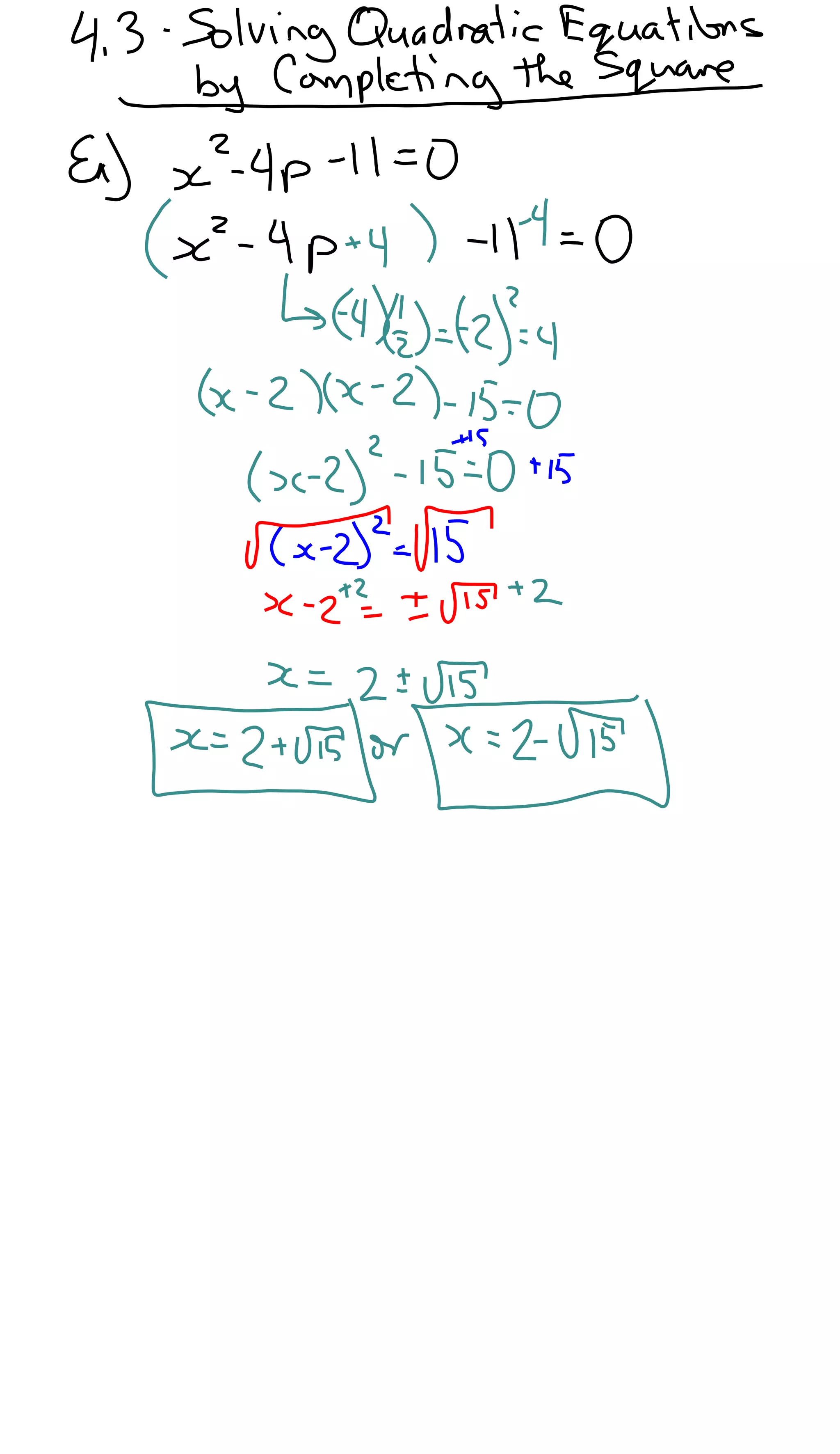 4.3 solving equations using completeing the square | PPTX