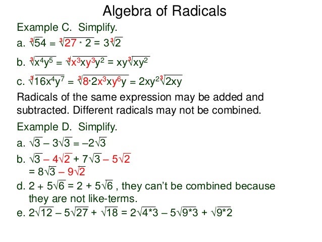 4 3 Algebra Of Radicals X