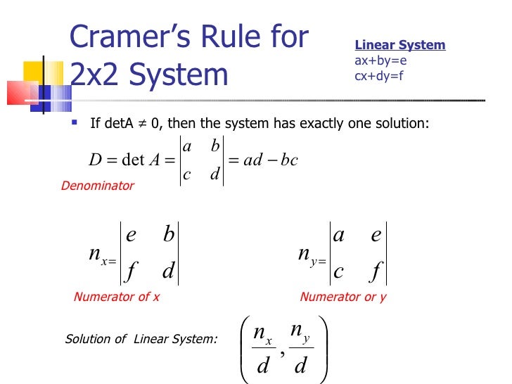 4 3 cramers rule cramers rule