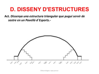D. DISSENY D'ESTRUCTURES
Act. Dissenya una estructura triangular que pugui servir de
  sostre en un Pavelló d´Esports.-




                          03tecnologies <pep porca>
 
