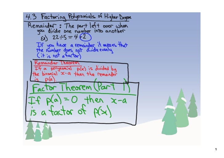 4.3 Factoring Polynomials Of Higher Degree Part 1