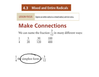 4.3 simplify radical notes