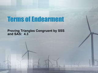 Terms of Endearment Proving Triangles Congruent by SSS and SAS:  4.3 