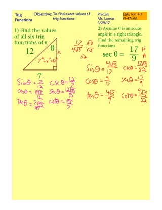 4 3 trig functions