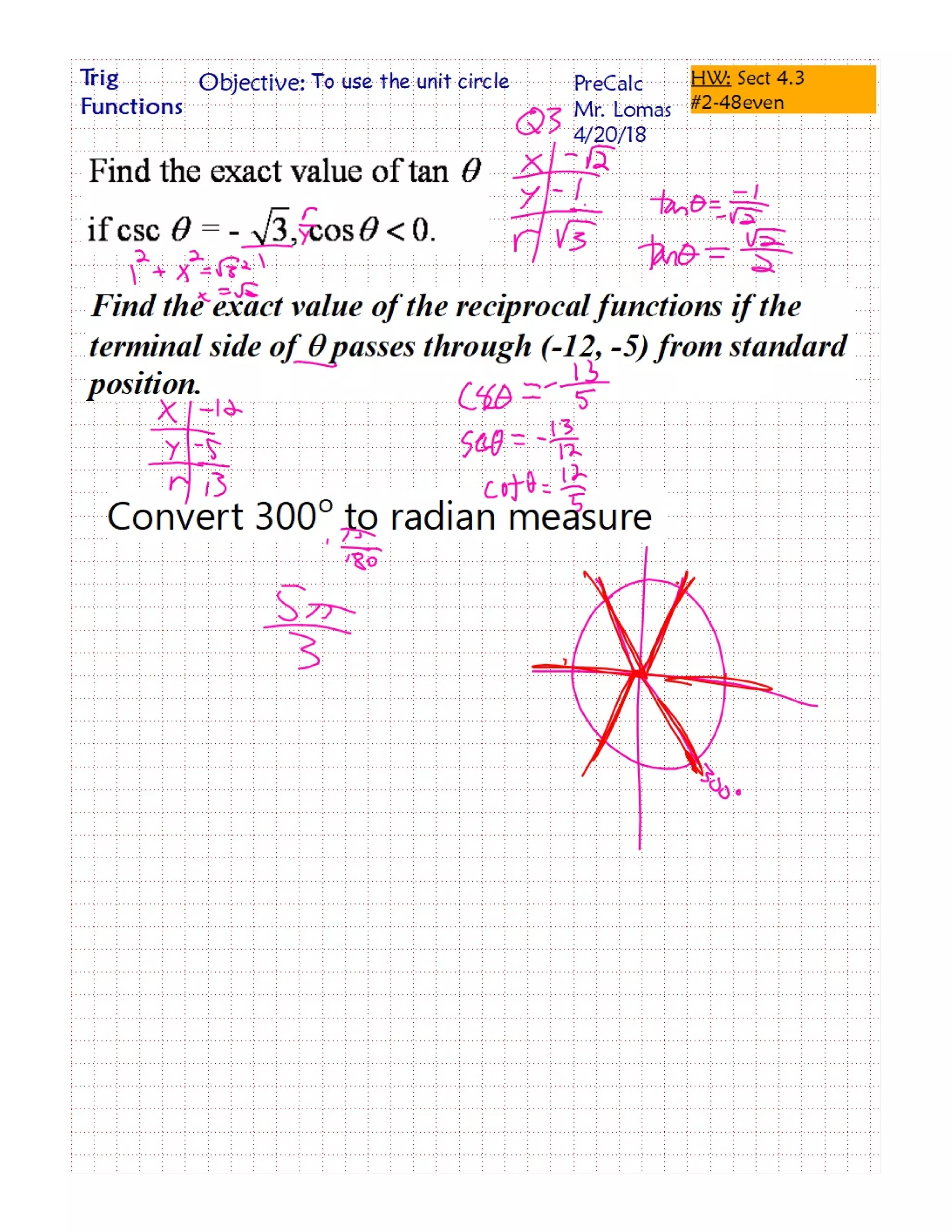 4 3 unit circle | PDF