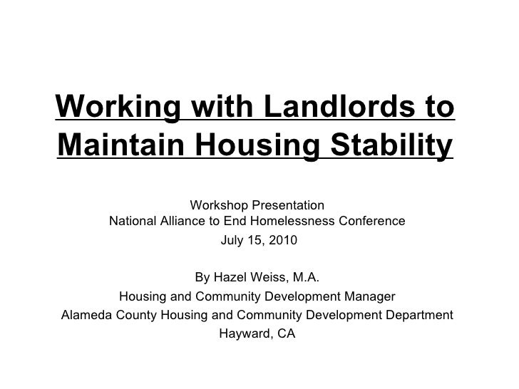 4.3 Working with Landlords to Maintain Housing Stability (Weiss)