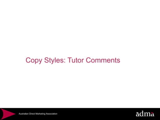 Copy Styles: Tutor Comments 