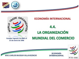 ECONOMÍA INTERNACIONAL




Ecuador ingresó a la OMC el
   21 de enero de 1996
 