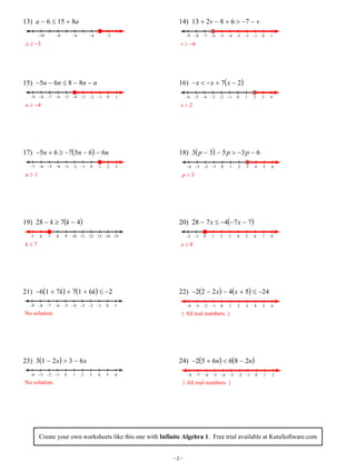 Multi step inequalities worksheet answers