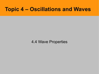 Topic 4 – Oscillations and Waves
4.4 Wave Properties
 