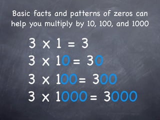 4-5 Mental Math: Multiplication Patterns: Using 10, 100, 1000 | KEY
