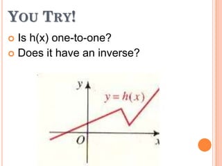 YOU TRY!
Is h(x) one-to-one?
 Does it have an inverse?


 