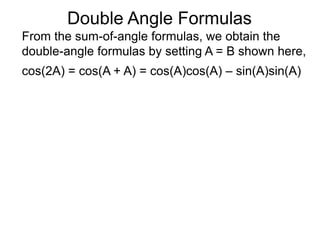 t4 sum and double half-angle formulas | PPTX