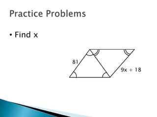 • Find x


           81
                9x + 18
 