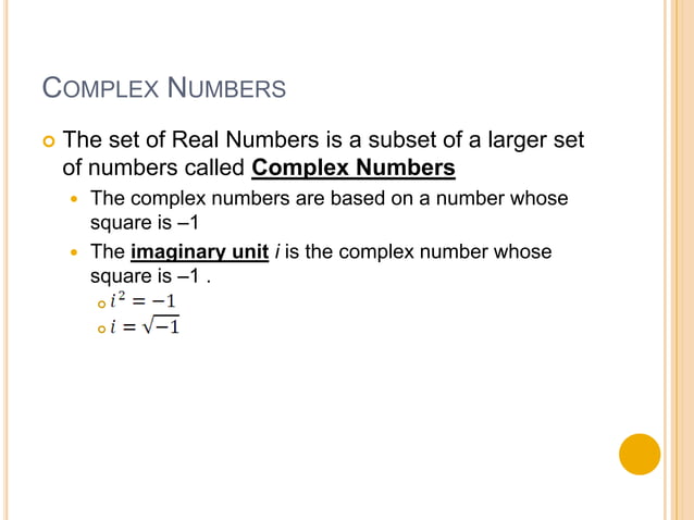 4 8 Complex Numbers PPT 4-8-complex-numbers-ppt